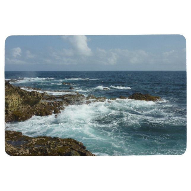 Aruba's Rocky Coast and Blue Ocean Floor Mat (Front)