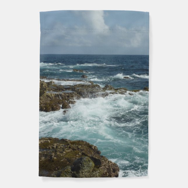 Aruba's Rocky Coast and Blue Ocean Garden Flag (Front)