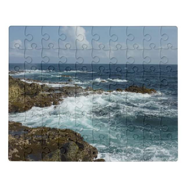 Aruba's Rocky Coast and Blue Ocean Jigsaw Puzzle (Puzzle Horizontal)