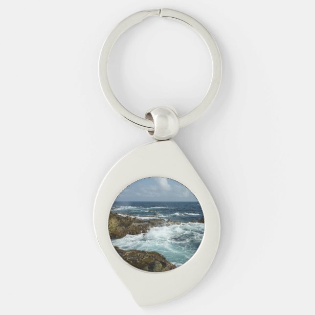Aruba's Rocky Coast and Blue Ocean Keychain (Front)