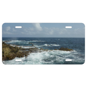 Aruba's Rocky Coast and Blue Ocean License Plate