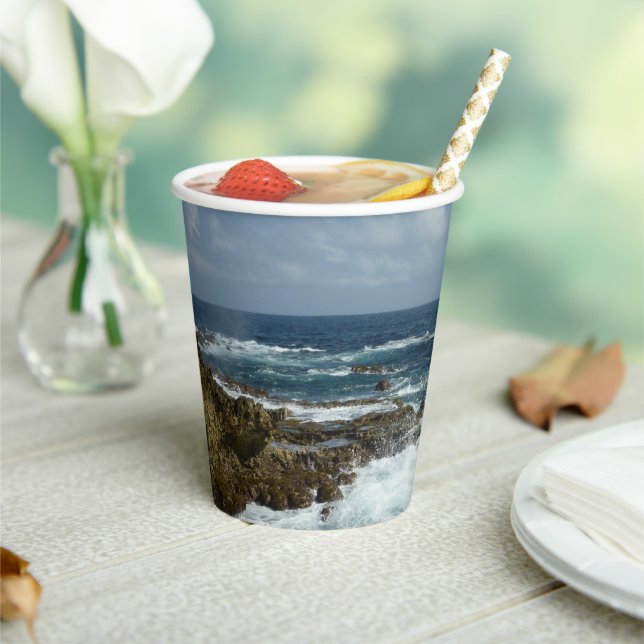 Aruba's Rocky Coast and Blue Ocean Paper Cups (Insitu)