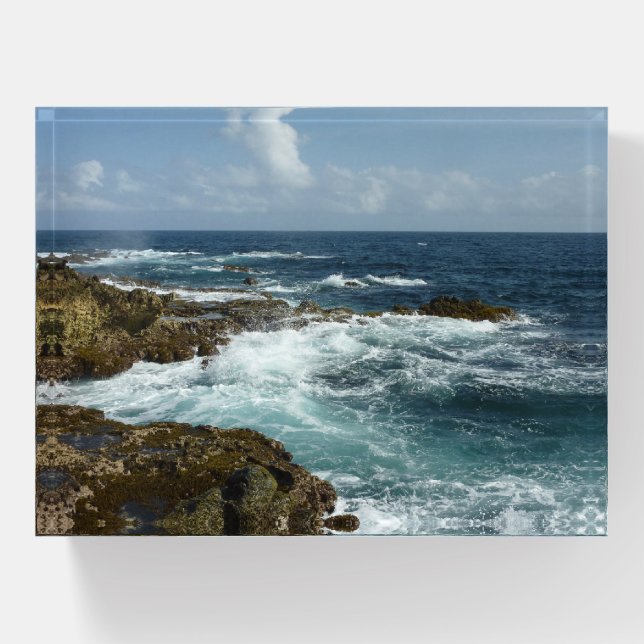 Aruba's Rocky Coast and Blue Ocean Paperweight (Front)