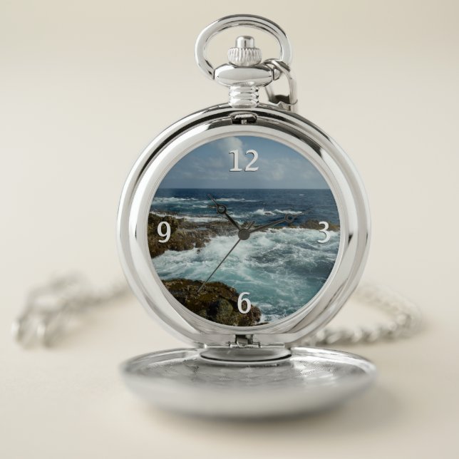 Aruba's Rocky Coast and Blue Ocean Pocket Watch (Inside)