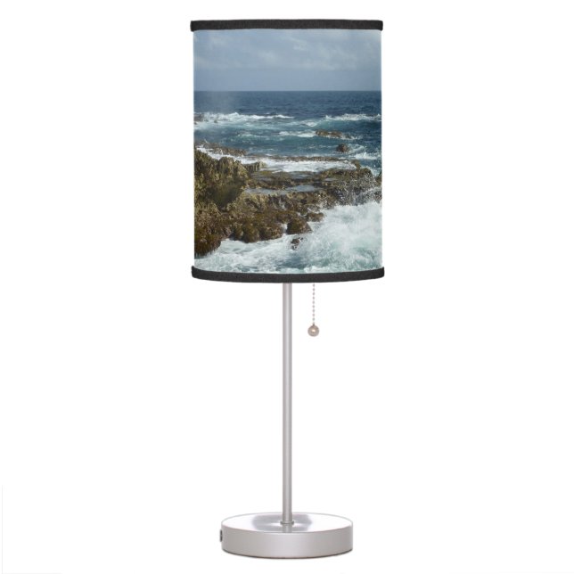 Aruba's Rocky Coast and Blue Ocean Table Lamp (Left)