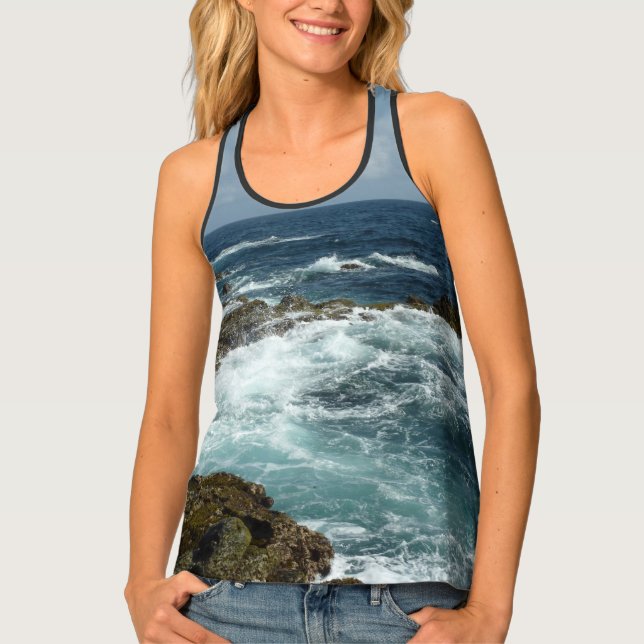 Aruba's Rocky Coast and Blue Ocean Tank Top (Front)