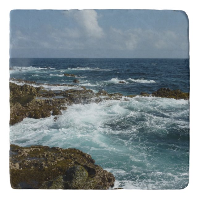 Aruba's Rocky Coast and Blue Ocean Trivet (Front)