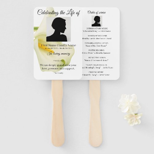Arum lily order of service hand fan