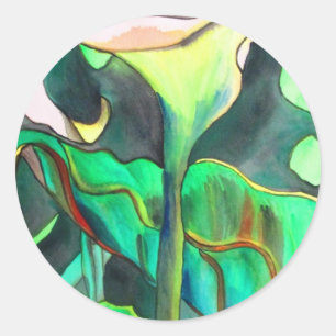 Arum Lily watercolor original art painting Classic Round Sticker