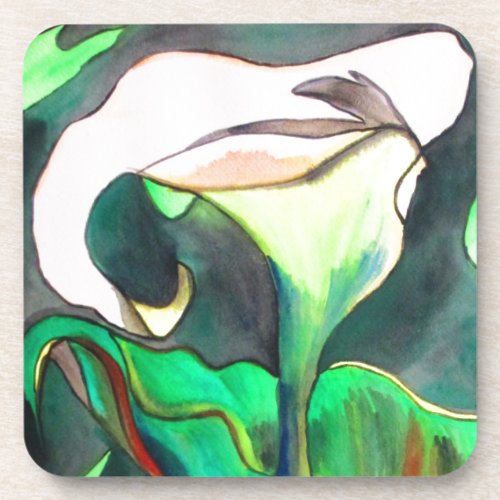 Arum Lily watercolor original art painting Coaster