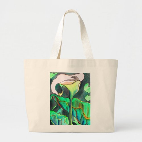 Arum Lily watercolor original art painting Large Tote Bag
