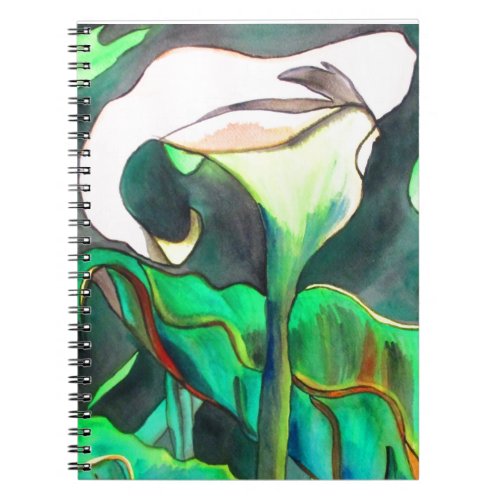 Arum Lily watercolor original art painting Notebook