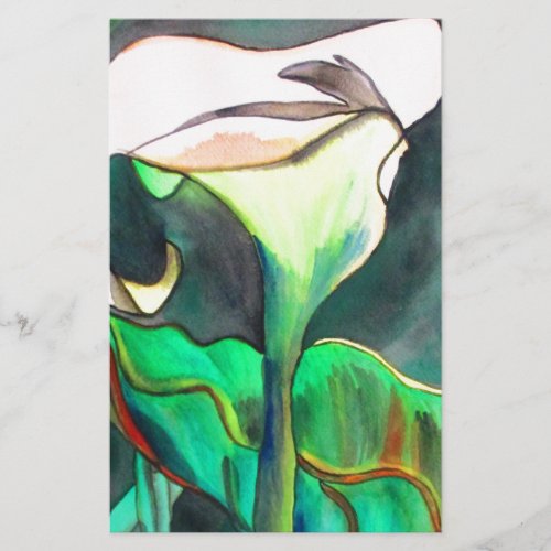 Arum Lily watercolor original art painting Stationery