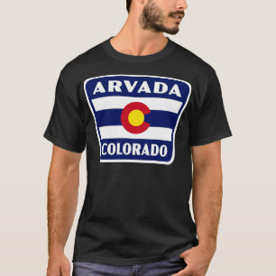 Arvada Colorado Retro Flag Badge Blue T-Shirt