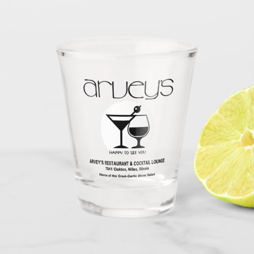 Arveys Restaurant  Cocktail Lounge Niles IL Shot Glass