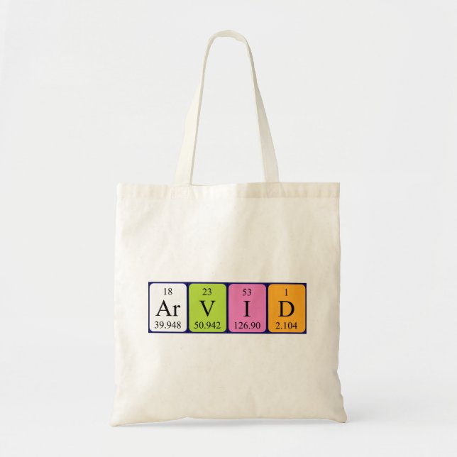 Arvid periodic table name tote bag (Front)