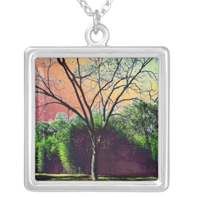 arvore da vida silver plated necklace (Front)