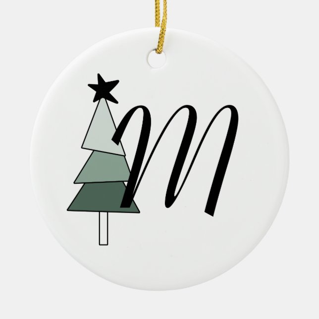 Árvore de Natal Pinheiro Estilo Rústico Farmhouse Ceramic Ornament (Front)