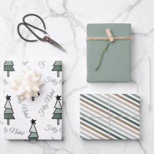 Árvore de Natal Pinheiro Estilo Rústico Farmhouse Wrapping Paper Sheets