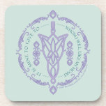 ARWEN™ Evenstar Quote Graphic Beverage Coaster<br><div class="desc">Embrace the grace and strength of Middle-earth™ with this elegant Lord of the Rings™ design inspired by Arwen™ and the timeless beauty of Elven artistry. At the center, an intricate Evenstar-style motif is framed by delicate scrollwork and flowing ornamental details, creating a refined, symmetrical composition. Encircling the design is the...</div>