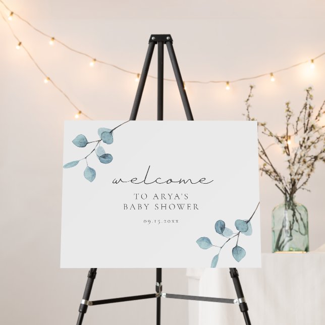 ARYA Eucalyptus Greenery Baby Shower Welcome  Foam Board (In Situ (Stand))