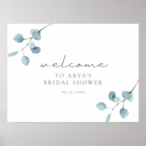 ARYA Eucalyptus Greenery Bridal Shower Welcome Pos Poster
