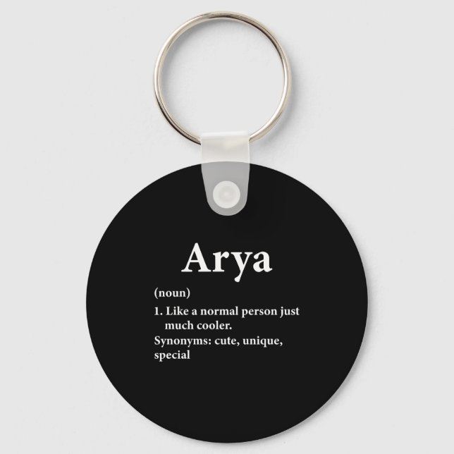 Arya Name Definition  Keychain (Front)