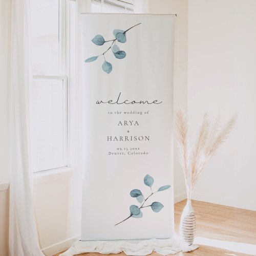 ARYA Rustic Eucalyptus Greenery Wedding Welcome Retractable Banner