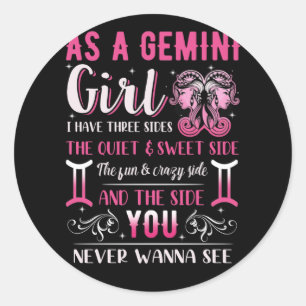 As A Gemini Girl Birthday Astrology Zodiac Sign Classic Round Sticker
