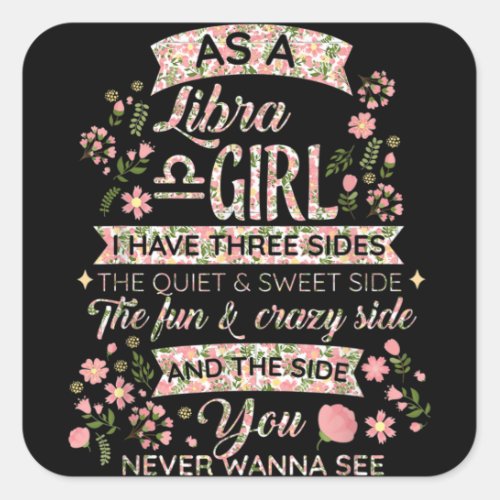 As A Libra Girl birthday Astrology Zodiac Square Sticker