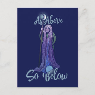 "As Above so Below" Crone Moon Goddess Pagan Art Postcard