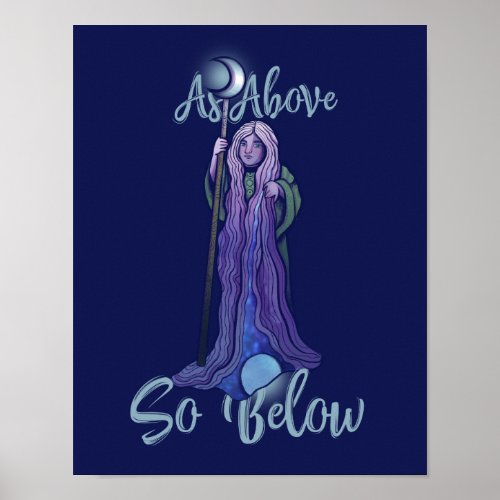 As Above so Below Crone Moon Goddess Pagan Art Poster