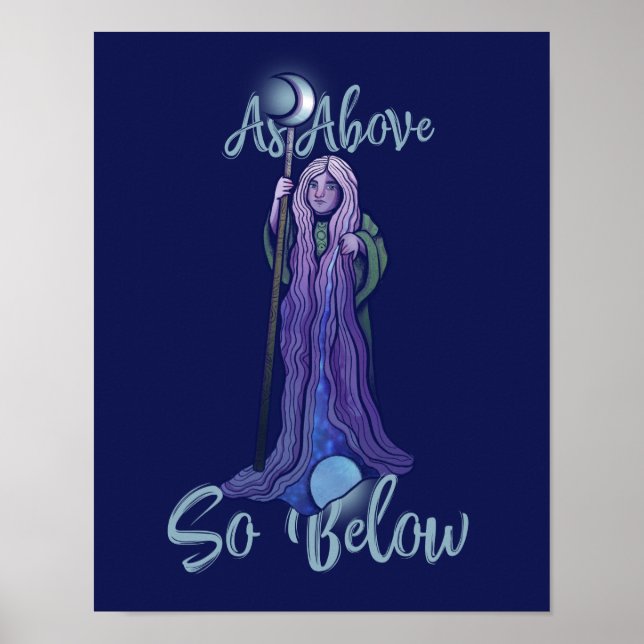 As Above so Below Crone Moon Goddess Pagan Art Poster (Front)