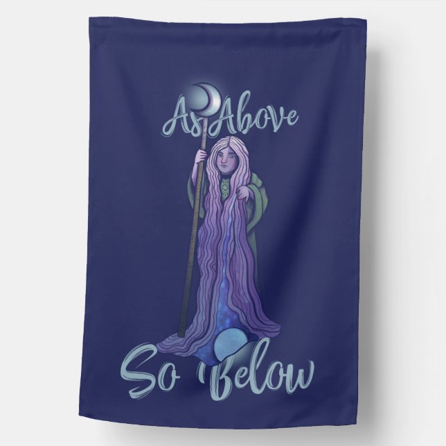 As Above So Below Pagan Crone House Flag (Front)