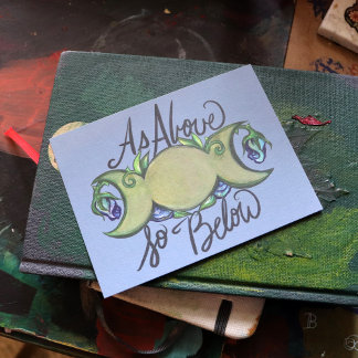 As Above so below pagan triple Moon Art Postcard