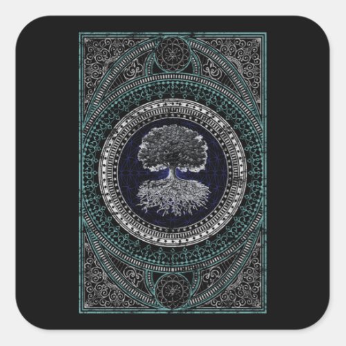 As Above So Below Tree Of Life Vintage Square Sticker