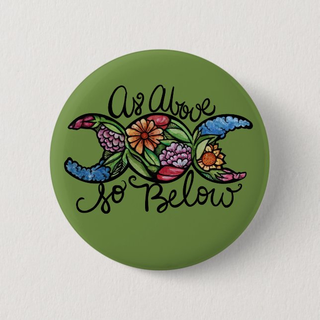 As Above So Below Triple Moon                      Button (Front)