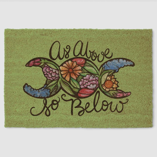 As Above So Below Triple Moon                      Fiber Doormat (Front)