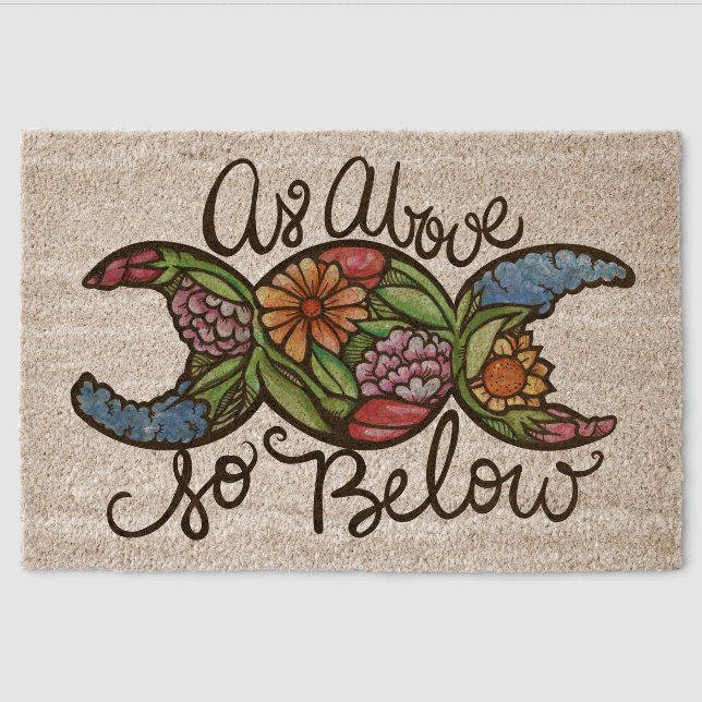 As Above So Below Triple Moon                      Fiber Doormat (Front)