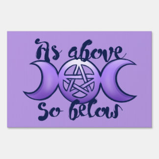 "As Above So Below" Triple Moon Pentagram Sign