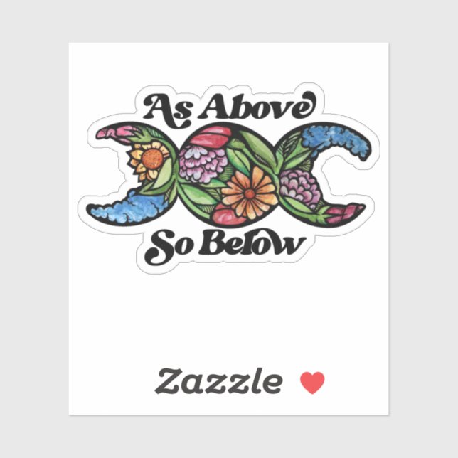 As Above So Below Triple Moon Symbol               Sticker (Sheet)