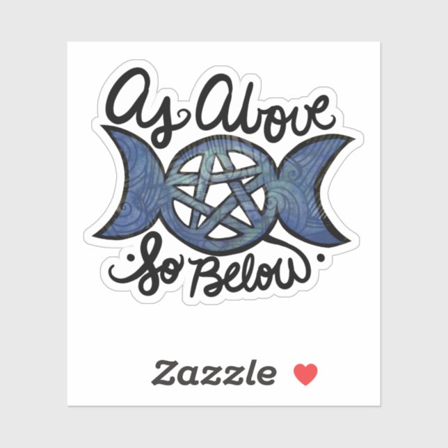 As Above So Below Triple Moon Wiccan Art Sticker (Sheet)