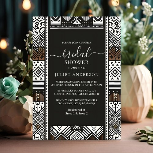 As African Brown Traditional Nigeria Bridal Shower Invitation