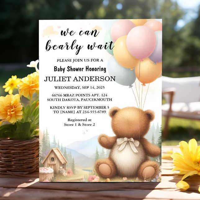 As Animal Cub Boho We Can Bearly Wait Baby Shower Invitation (Creator Uploaded)