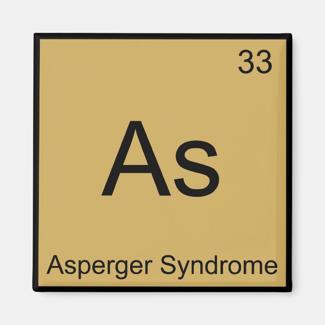 As - Asperger Syndrome Funny Chemistry Element Tee Magnet (Front)