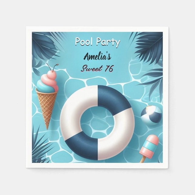 As Boy Fun Teen Adult Pool Party Sweet 16 Birthday Napkins (Front)