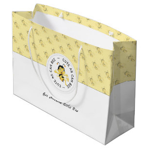 As Cute As Can Bee Cartoon Personalized Monogram Large Gift Bag