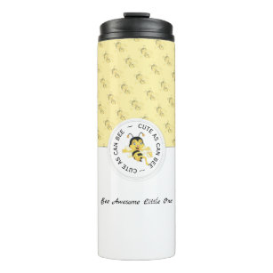 As Cute As Can Bee Cartoon   Personalized Monogram Thermal Tumbler