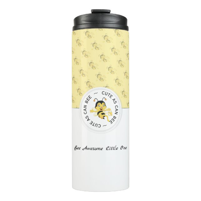 As Cute As Can Bee Cartoon | Personalized Monogram Thermal Tumbler (Front)