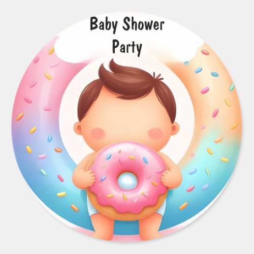 As Dreams Pink Blue Donuts And Diapers Baby Shower Classic Round Sticker